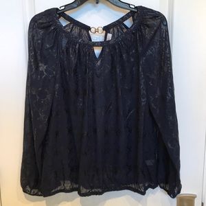 Sheer navy snake skin blouse